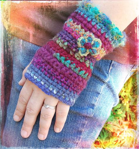 Colorful Crochet Wrist Warmers Fingerless Gloves