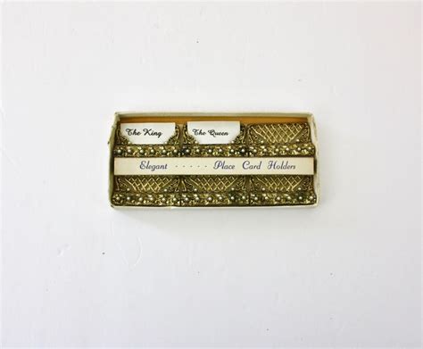60s Gold Metal Place Card Holders Nos Original Box Set Of 6 Etsy