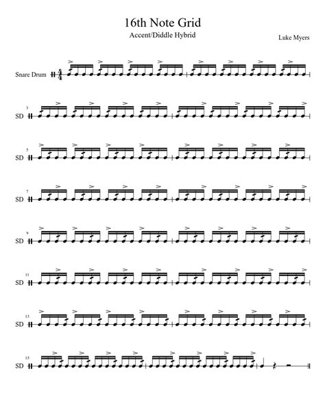 16th Note Grid Accentdiddle Hybrid Sheet Music