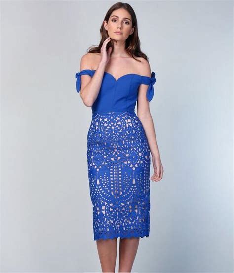 top quality sexy off shoulder blue lace bandage dress 2018 knitted elegant designer party dress