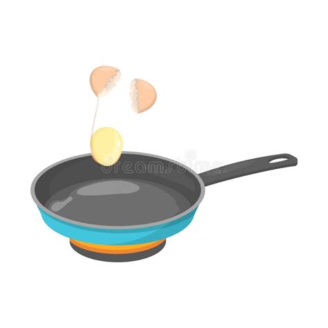 Cooking Fried Eggs For Breakfast In Frying Pan Stock Vector