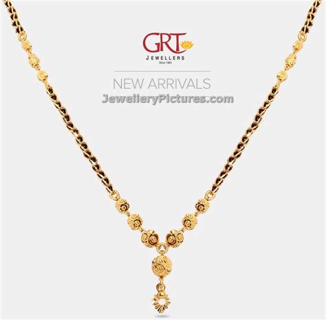 Beautiful Jewellery Collection Of Black Beads Gold Chain Designs Grt
