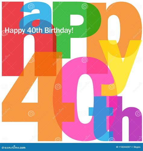 Happy 40th Birthday Colorful Letters Collage Card Stock Illustration