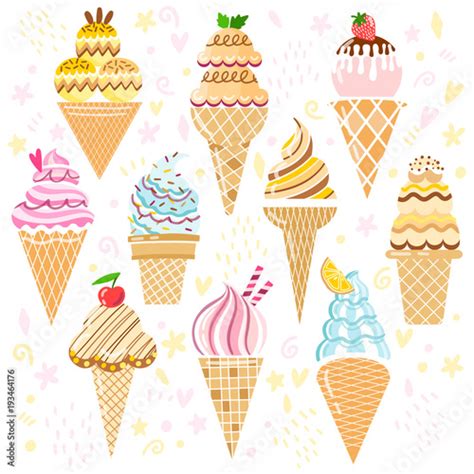 Vector Ice Cream Set Cone Collection Stock Image And Royalty Free Vector Files On Fotolia Com