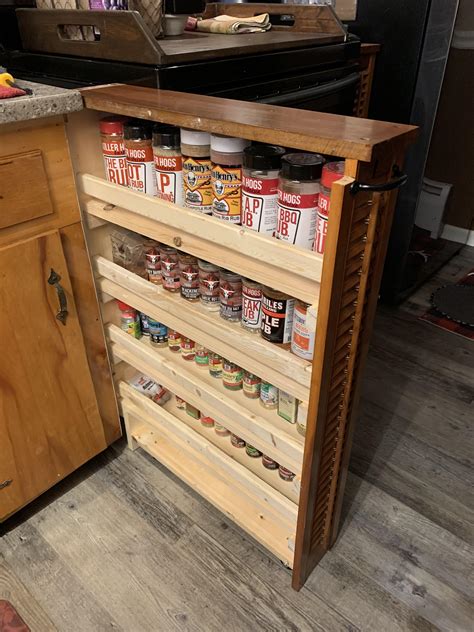 Sliding Spice Rack Made From Old Filler Next To Range Rwoodworking