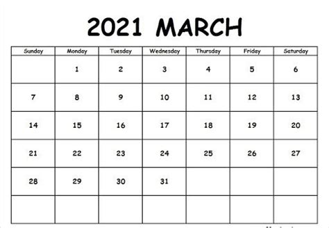 Keep organized with printable calendar templates for any occasion. March 2021 Calendar in PDF Word Excel Printable Template in 2020 | 2021 calendar, Calendar ...