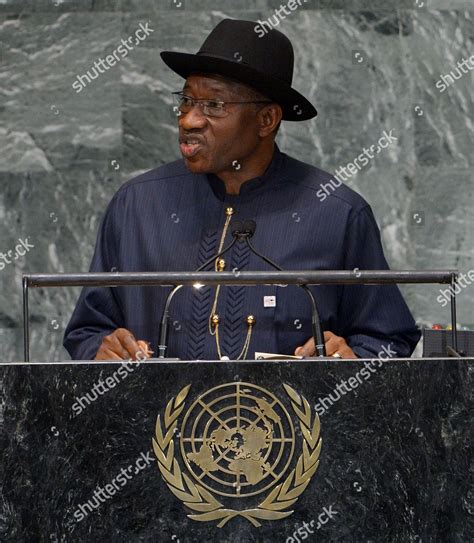 Goodluck Ebele Jonathan President Nigeria Speaks Editorial Stock Photo