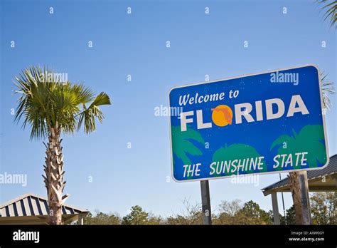 The Official Welcome To Florida Sign At The Florida Welcome Center On