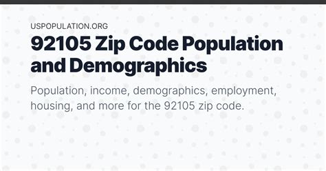 92105 Zip Code Population Income Demographics Employment Housing