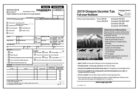 Oregon Tax Forms 2019 Printable State Form Or 40 And Form Or 40