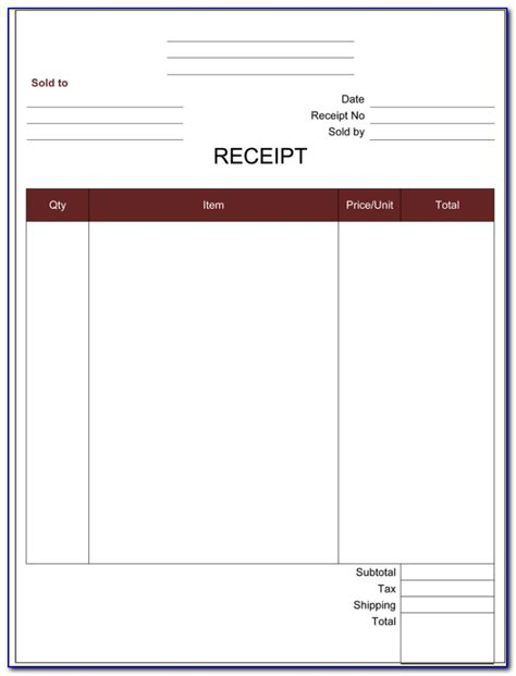 Free Printable Blank Receipt Forms Prosecution2012