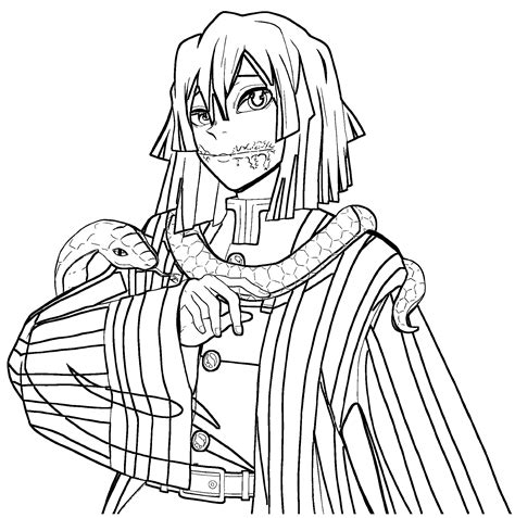 Snake Hashira Iguro Obanai Demon Slayer Coloring Page [Printable]