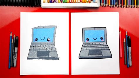 How To Draw A Funny Laptop Computer Spotlight Art For Kids Hub