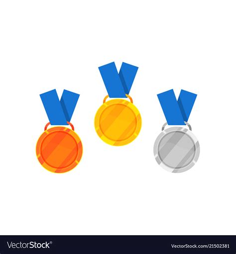 Flat Icon Of Gold Silver And Bronze Medal Vector Image