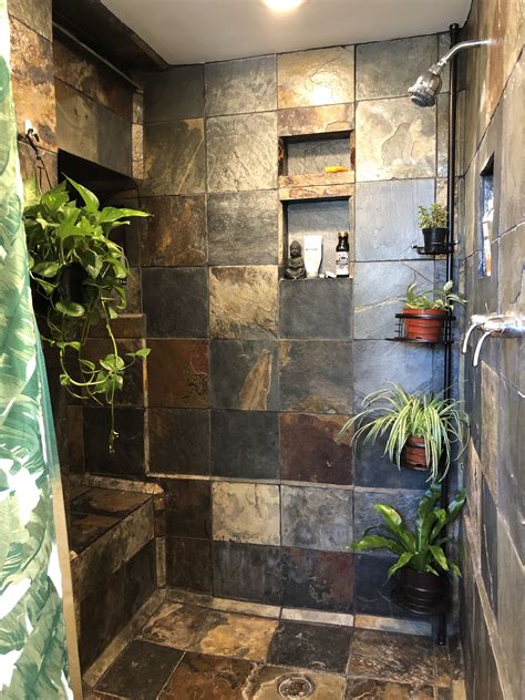 1st of all, it is a shower exactly where you go before swimming within the pool. Jungle bathroom is coming along.. #houseplants #bathroom # ...