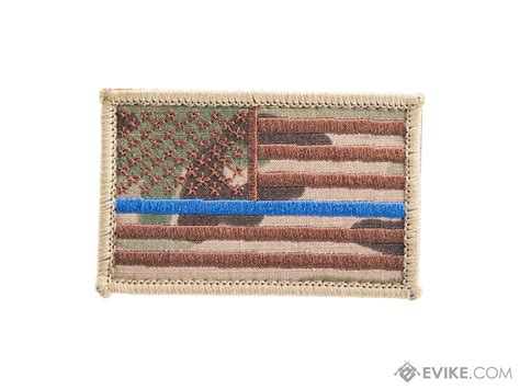 Thin Blue Line Embroidered Flag Patch Color Multicam