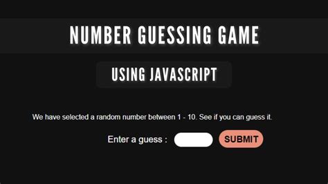 Number Guessing Game Using Javascript Youtube