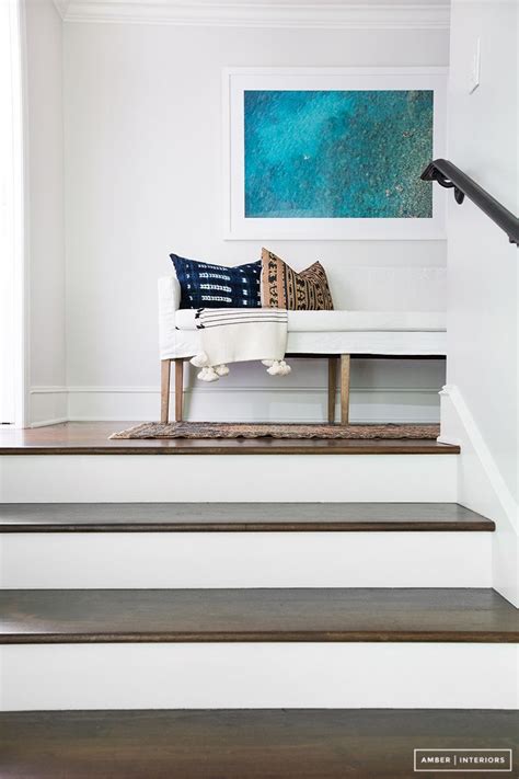 Top Of The Stair Styling With Bench And Art Amber Interiors Interior