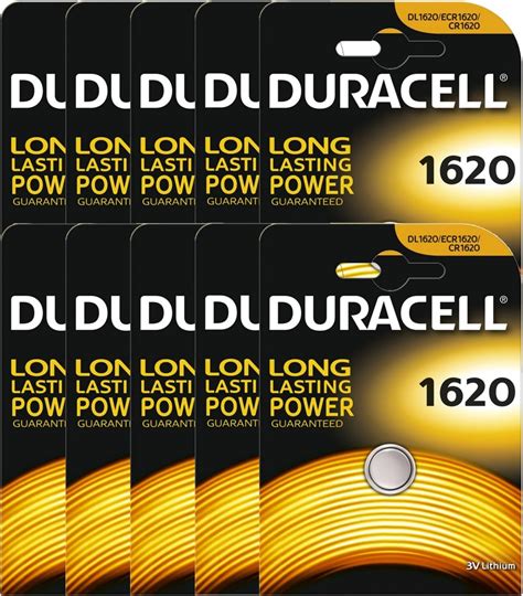 10x Duracell Cr1620 Dl1620 Ecr1620 3v Lithium Button Battery Coin Cell