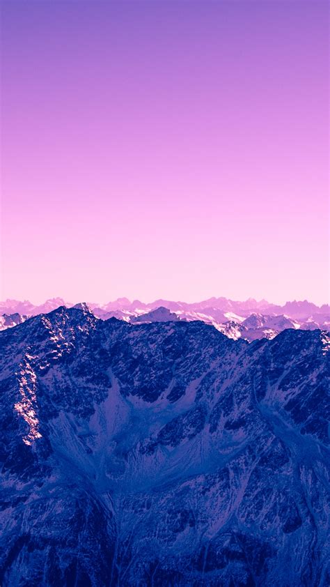 Purple Sky Wallpaper 4k Glacier Mountains Snow Covered Landscape