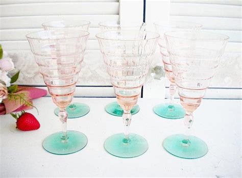 pink and green depression long stem watermelon glasses set of etsy pink and green wedding