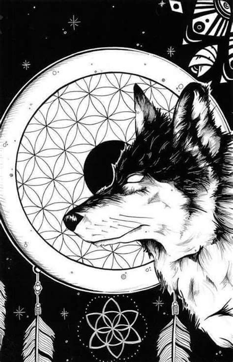 Sacred Geometric Wolf Ilustraciones Geometría Sagrada Arte