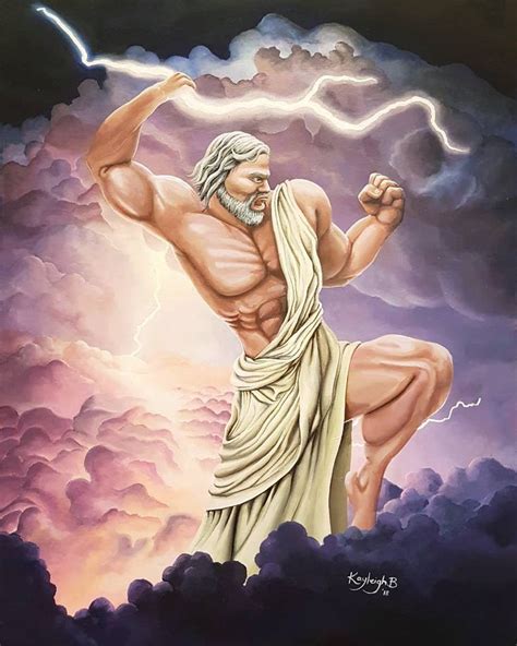Acrylic Painting Zeus Mythology Greek God Lord Of Olympia Art