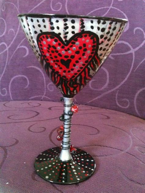 Hand Painted Martini Glass For Your Valentine Painting Glassware