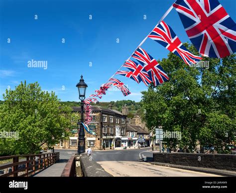 Union Jack Bunting On The Bridge Over The River Nidd At Pateley Bridge