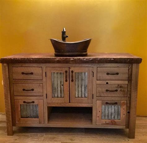 Handmade Rustic Bathroom Vanity 48 Reclaimed Barn Wood Wtin Doors 2094