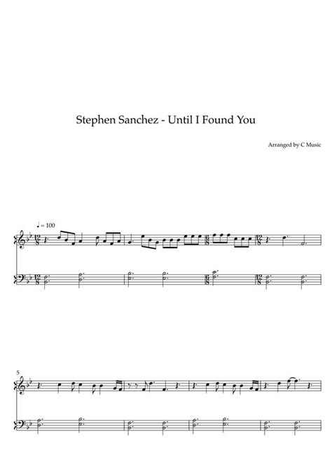 Stephen Sanchez Until I Found You Easy Version By C Music Sheet Music