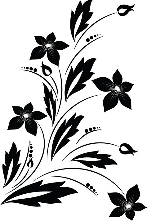 √ Clip Art Black And White Flowers