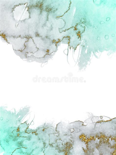 Mint Marble And Gold Abstract Background Texture Mint Marbling With