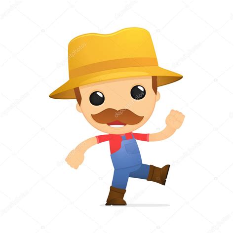 Gratis + fácil de editar + profesional + muchos fondos. Granjero de divertidos dibujos animados — Vector de stock ...