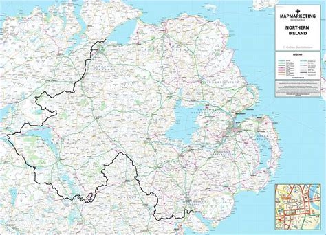 Northern Ireland Road Map Available As Framed Prints Photos Wall Art