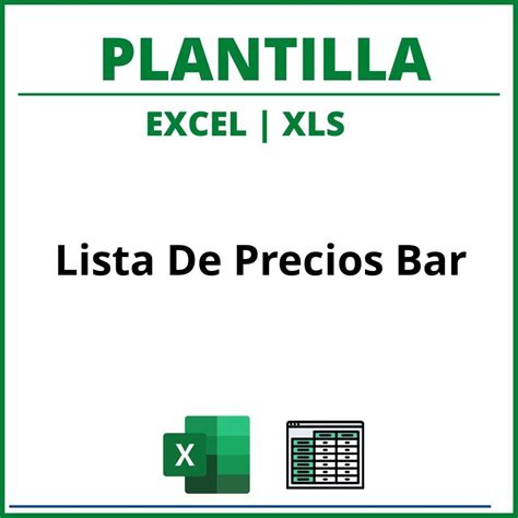Plantilla Lista De Precios Bar Excel
