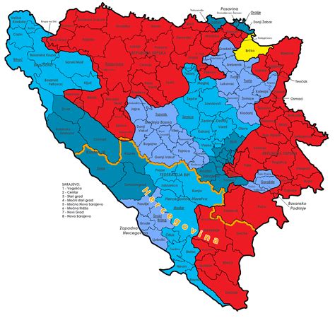 Political Divisions Of Bosnia And Herzegovina Showing Federation Bih