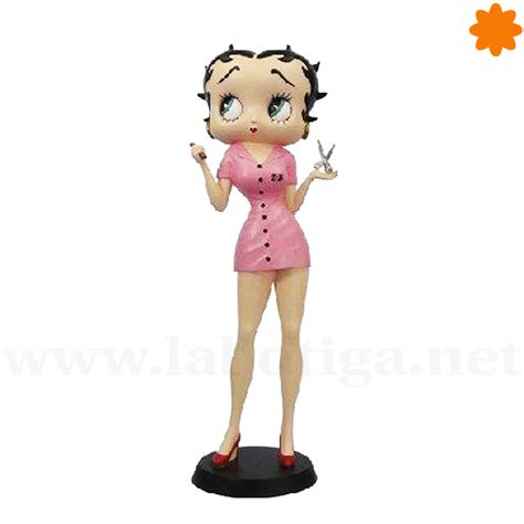 Figura De La Sex Symbol Betty Boop Peluquera Con Tijeras Y Vestido Rosa