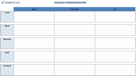 Modèles De Planification Gratuits Pour Excel Weekly Schedule