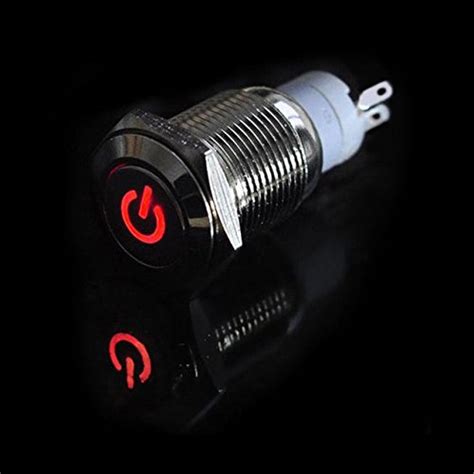 12v 16mm Led Power Push Button Switch Silver Aluminum Metal Latching