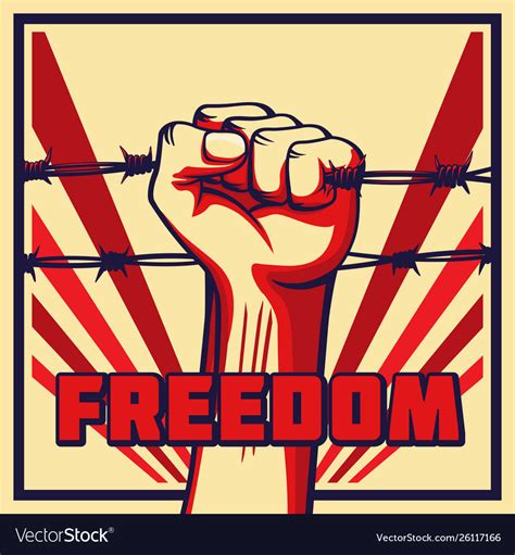 Vintage Freedom Poster Raised Fist And Barbed Wire