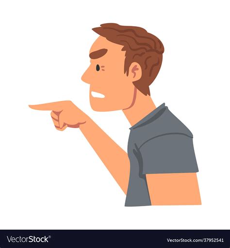 Angry Man Pointing With His Finger Person Vector Image