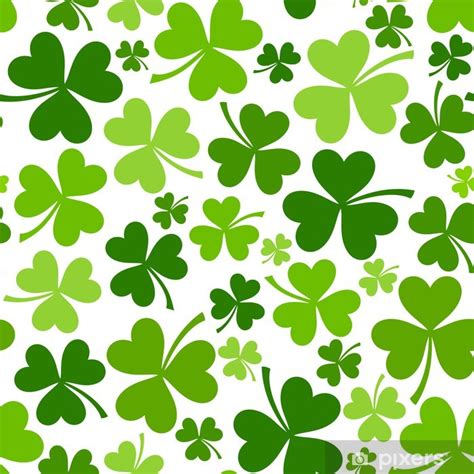 Wall Mural St Patricks Day Vector Seamless Background With Shamrock
