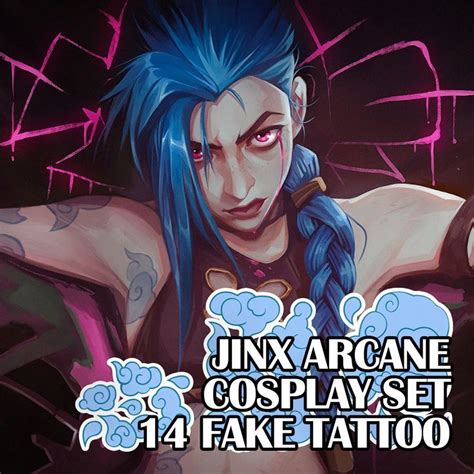 Jinx Set Of Fake Tattoo Cosplay Arcane League Of Legend Inspire Uplift