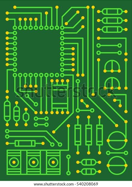 Computer Electronic Circuit Board Vector Illustration Stock Vector