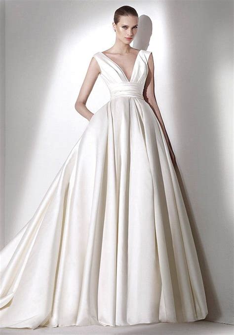 One shoulder silk chiffon long dress. T222003 | Elie saab bridal, Wedding dresses, Davids bridal ...