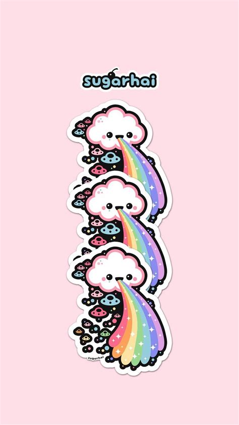 Super Cute Puking Rainbow Cloud Stickers Kawaii Cloud Super Kawaii