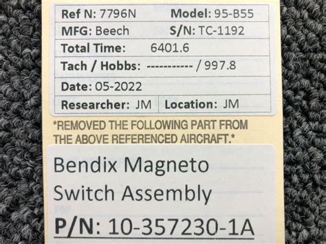 10 357230 1a Bendix Magneto Switch Assembly