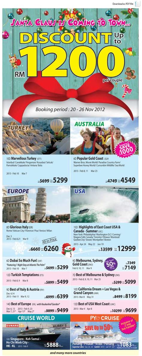Other services may be provided such a rental car, activities or outings during the holiday. RELIANCE Travel : Turkey, Australia, Europe, USA, Cruise ...