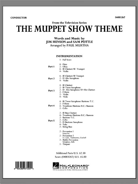 Henson The Muppet Show Theme Sheet Music Complete Collection For